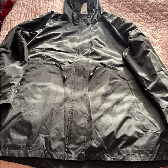 Zeagoo women's waterproof long rain jacket with a cinch waist NWT Size XXL - Picture 4 of 7